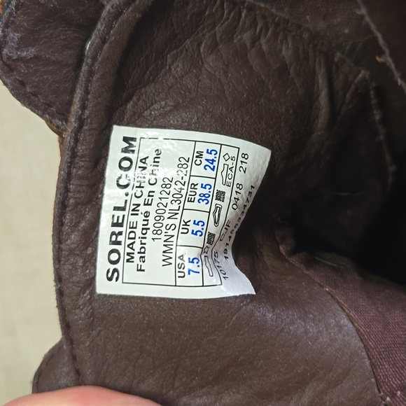 Women's Sorel Dark Brown Water Proof Leather Boots sz 7.5 - Picture 8 of 9